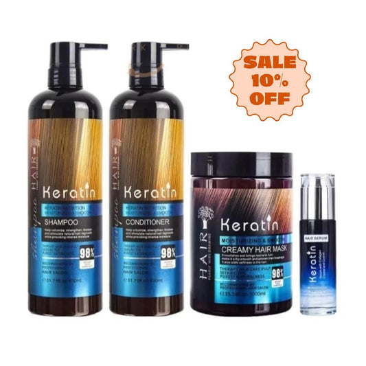 Keratin Nutrition Moisturizing & Smooth Shampoo + conditioner + Hair Serum + Creamy Mask (DEAL 10% OFF)