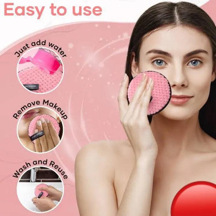 Makeup Remover, Double-Side Sponge puff & Washable khubsurti.pk