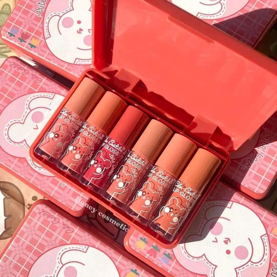 Cute Bear Lip Gloss ( Set of 6) khubsurti.pk