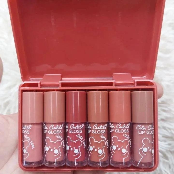 Cute Bear Lip Gloss ( Set of 6) khubsurti.pk