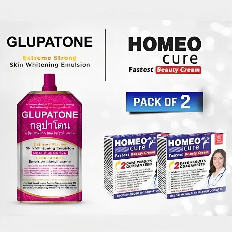 2 in 1 GLUPATONE Whitening Emulsion With Homeo Cure Cream khubsurti.pk