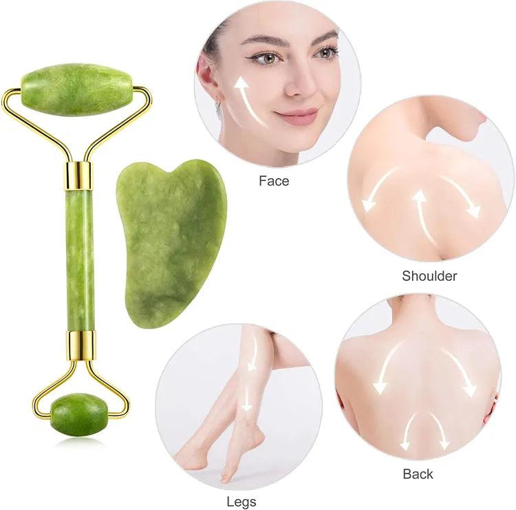 2 In 1 Jade Roller & Gua Sha Set khubsurti.pk