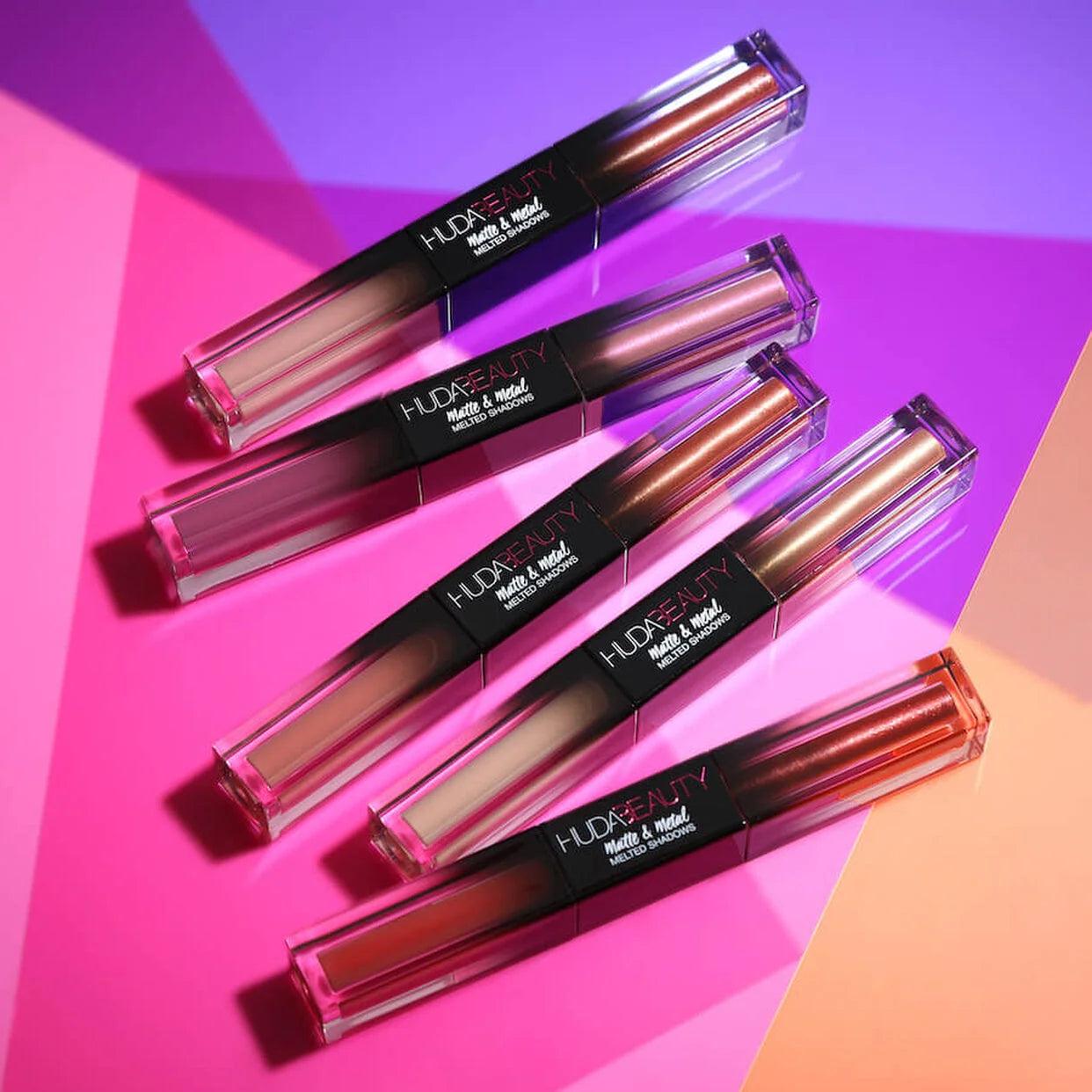 Huda Beauty 5 Combo Lipstick + Eye Shadow 2 in 1 khubsurti.pk