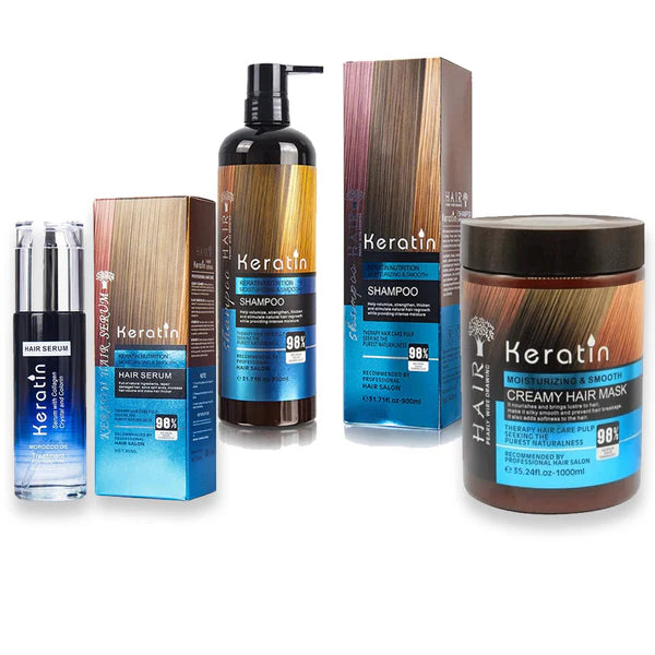 Keratin Nutrition Moisturizing & Smooth Shampoo + conditioner + Hair Serum + Creamy Mask (DEAL 10% OFF)