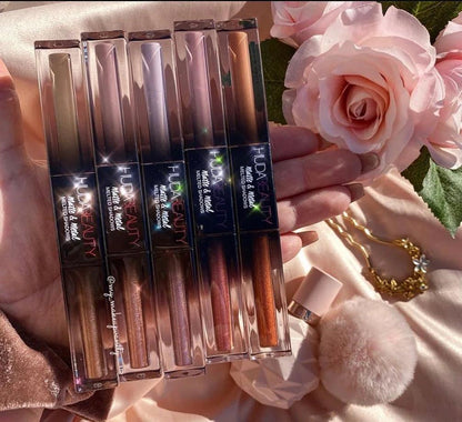 Huda Beauty 5 Combo Lipstick + Eye Shadow 2 in 1 khubsurti.pk