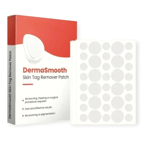 DermaSmooth Skin Tag Remover Patch box and adhesive patch sheets
