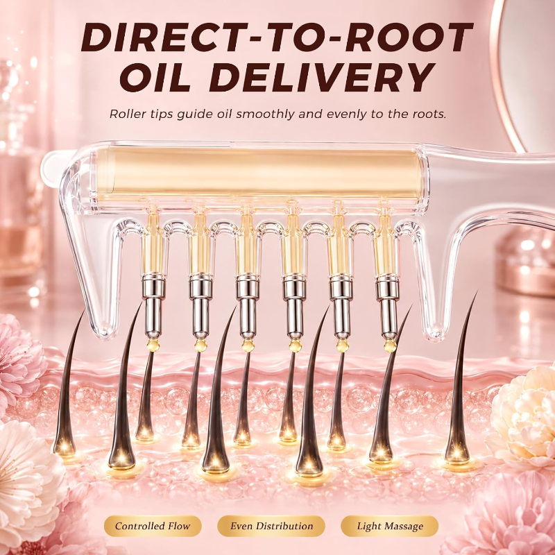 Unisex Transparent Hair Oil Comb Applicator Massage with Built-In Liquid Reservoir