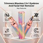 2 in 1 rechargeable eyebrow and facial hair remover precision grooming trimmer.
