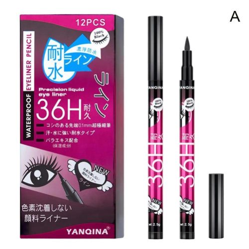 36H Colorful Waterproof Pen Liquid Eyeliner 12 Piece Set with vibrant long-lasting shades
