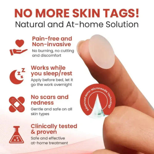 DermaSmooth Skin Tag Remover Patch box and adhesive patch sheets