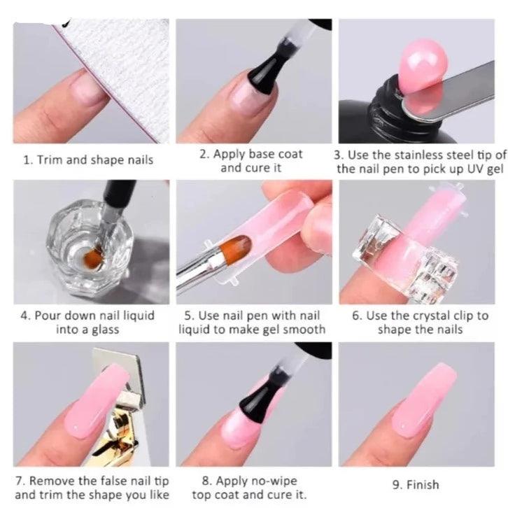 Nail Art UV Quick Extension Poly Gel Nail Kit khubsurti.pk