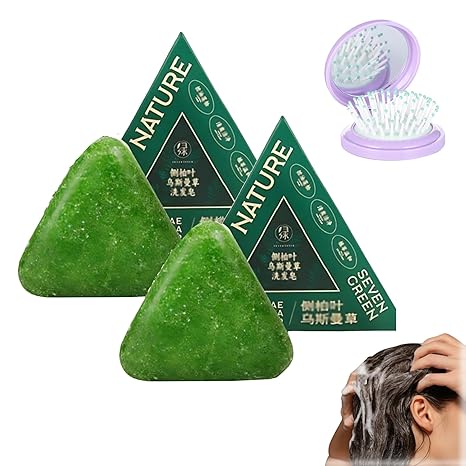 Seven Green - Natural Herbal Hair Shampoo Soap for Scalp Care and Hair Strengthening 125g