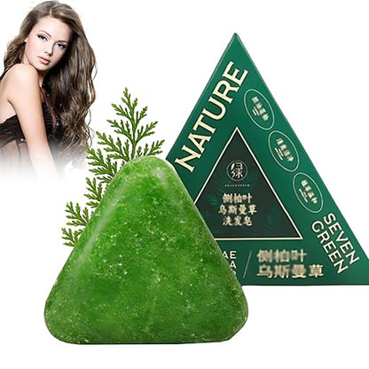 Seven Green - Natural Herbal Hair Shampoo Soap for Scalp Care and Hair Strengthening 125g