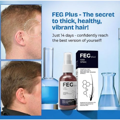 FEG Plus Hair Growth Spray with 0.5mm Titanium Derma Roller Hair and Skin Care Bundle