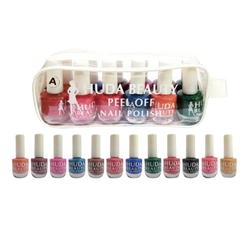 Huda Beauty 12 Pcs Nail Paint Peel off Pack khubsurti.pk