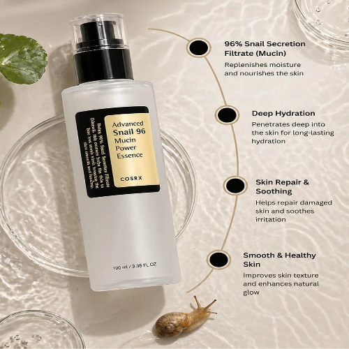 COSRX Advanced Snail 96 Mucin Power Essence 100ml with 96.3% snail secretion filtrate for hydrating skincare