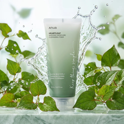 Anua Heartleaf Succinic Moisture Cleansing Foam 150ml with Heartleaf extract and Succinic Acid