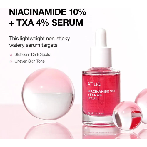 Anua 10% Niacinamide + 4% Tranexamic Acid Serum 30ml for Dark Spots and Uneven Skin Tone