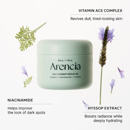 Arencia Holy Hyssop Serum, Arencia Serum 30, Holy Hyssop Serum, Korean Face Serum, Niacinamide Serum, Vitamin C Serum, Hyaluronic Acid Serum, Brightening Serum, Hydrating Face Serum, Korean Skincare