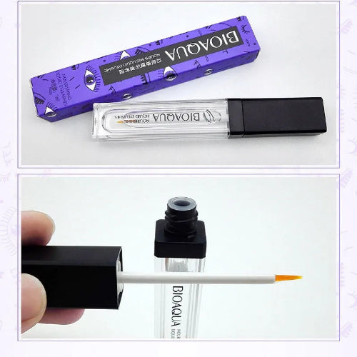 Bioaqua Nourishing Liquid Eyelashes Serum 7ml in a silver bottle with purple packaging.