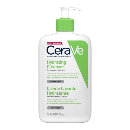 CeraVe Hydrating Facial Cleanser for normal to dry skin with ceramides and hyaluronic acid