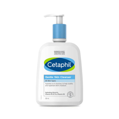 Cetaphil Gentle Skin Cleanser 500ml for all skin types with hydrating glycerin Vitamin B3 and Pro-Vitamin B5