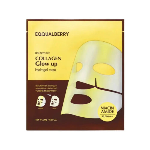 Eqqualberry Collagen Glow Up Hydrogel Mask 30g with niacinamide and glutathione