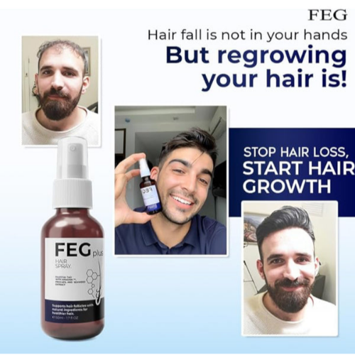 FEG Plus Hair Growth Spray with 0.5mm Titanium Derma Roller Hair and Skin Care Bundle