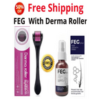 FEG Plus Hair Growth Spray with 0.5mm Titanium Derma Roller Hair and Skin Care Bundle