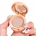 MISS LARA 3-in-1 Matte Blush and Highlighter Palette with mirror in a compact peach case.