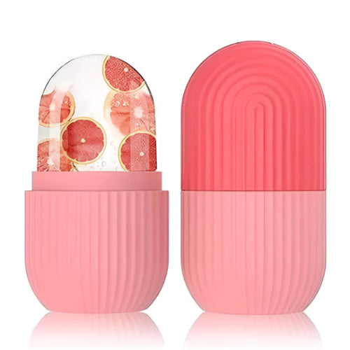 Reusable pink silicone ice roller for face designed to reduce puffiness, tighten pores, and refresh skin naturally.