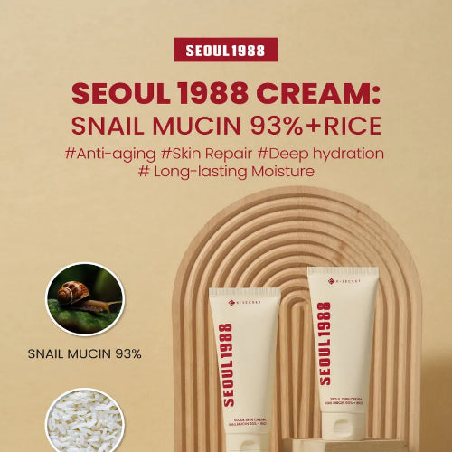 K-SECRET SEOUL 1988 Snail Mucin 93% Rice Cream 100ml Korean face moisturizer