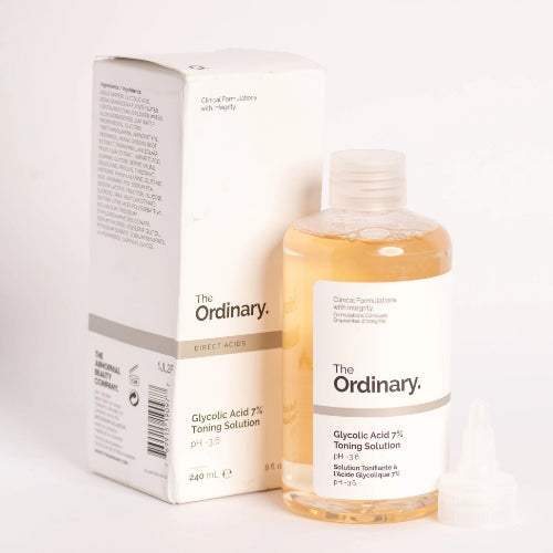 The Ordinary Glycolic Acid 7% Toning Solution bottle with its product packaging.