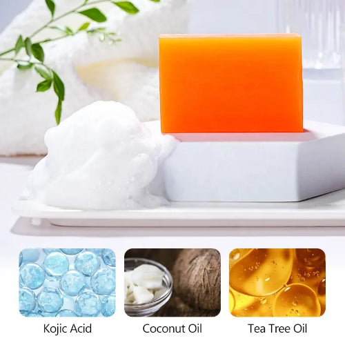 Kojic Acid Brightening Soap Bar for Face and Body with Coconut Oil and Tea Tree Oil