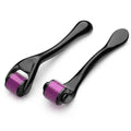 540 titanium microneedle derma roller with ergonomic handle for facial skincare, acne scar treatment, and hair growth therapy.