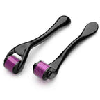 540 titanium microneedle derma roller with ergonomic handle for facial skincare, acne scar treatment, and hair growth therapy.