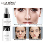 Miss Rose Natural Makeup Fixer spray with Aloe Vera and Vitamin E in a 100ml bottle.