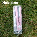 Portable mini hair straightener in pink, mint green, and purple colors with USB power cable and travel storage case for quick hair styling.