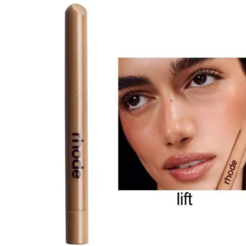 Rhode Lift Lip & Cheek Pencil with model demonstrating the Lift shade