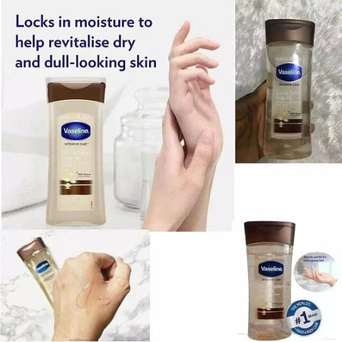 Vaseline Intensive Care Cocoa Radiant Body Oil 200ml with pure cocoa butter for dry skin