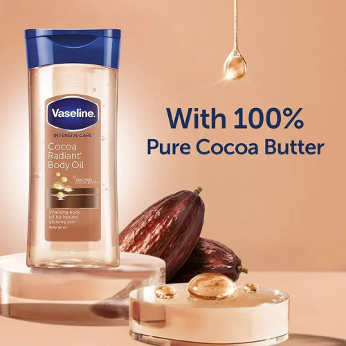 Vaseline Intensive Care Cocoa Radiant Body Oil 200ml with pure cocoa butter for dry skin