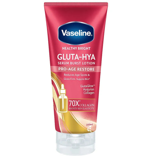 Vaseline Healthy Bright Gluta-Hya Pro-Age Restore Serum Burst Lotion 200ml for hydrated and firm-looking skin