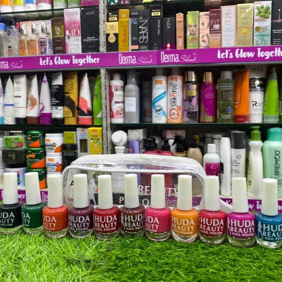 Huda Beauty 12 Pcs Nail Paint Peel off Pack khubsurti.pk