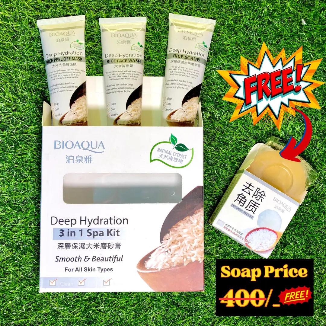 BIOAQUA Deep Hydration 3in1 Spa kit with Free Rice Soap khubsurti.pk