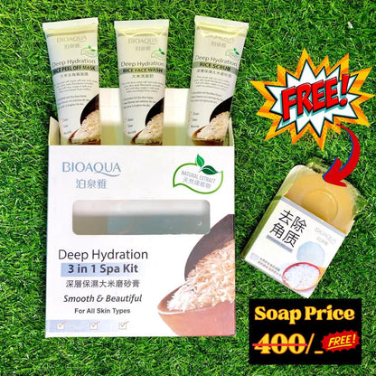 BIOAQUA Deep Hydration 3in1 Spa kit with Free Rice Soap khubsurti.pk