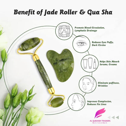 2 In 1 Jade Roller & Gua Sha Set khubsurti.pk
