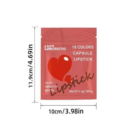 18 colors capsule lipstick set with 18 matte mini lipsticks in assorted shades
