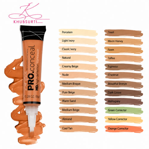 LA Girl HD Pro Conceal high-definition concealer tubes in multiple shades