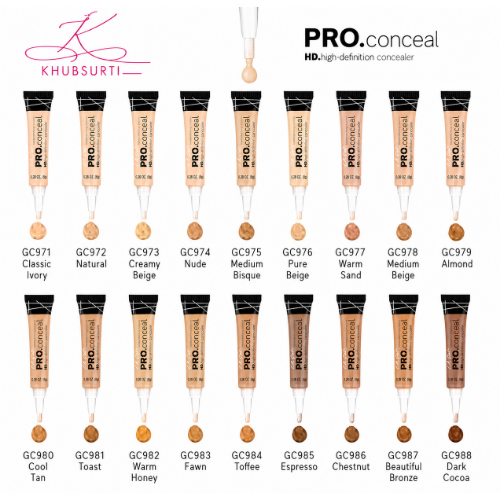 LA Girl HD Pro Conceal high-definition concealer tubes in multiple shades