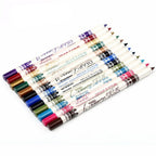 Miss Demi colorful liquid eyeliners arranged in a row, featuring multiple vibrant shades including red, green, blue, orange, purple, brown, pink, yellow, and black.